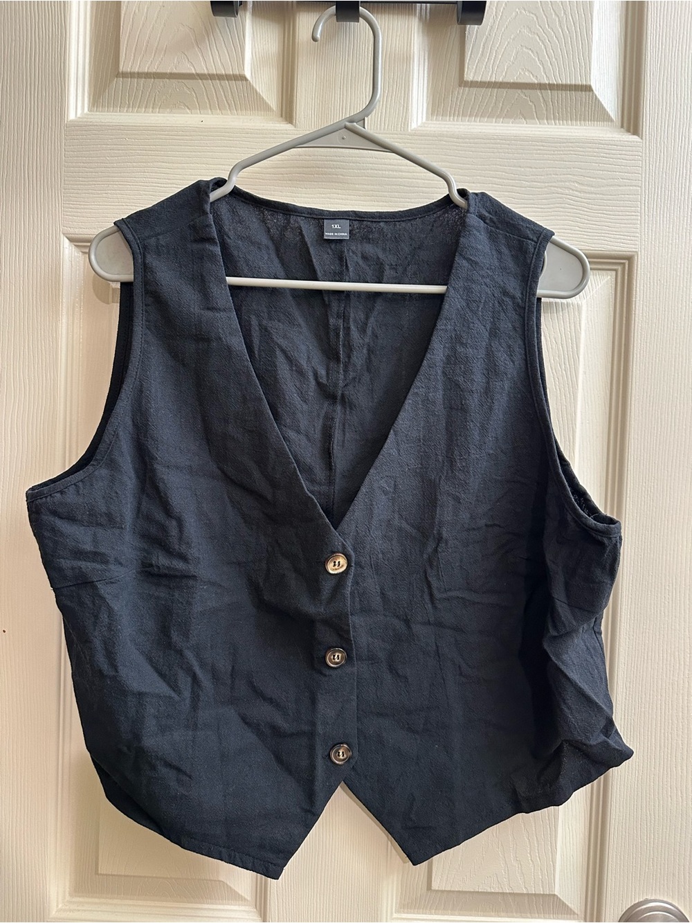 Black Button Front Vest
